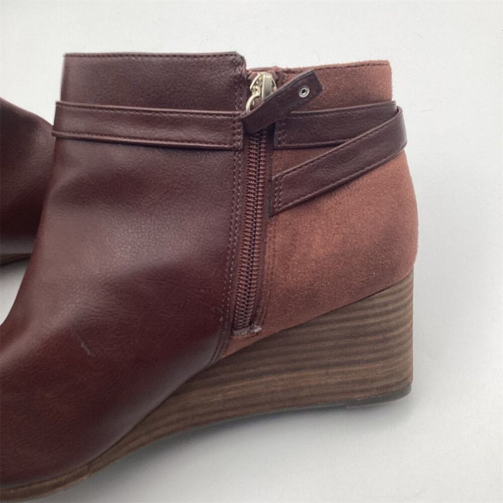 Dr. Scholl's Women's Brown Double Ankle Booties Size 9.5W Zip Wedge - Picture 6 of 11